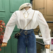 Cămașă de damă din dantelă cu mâneci lungi și lanț