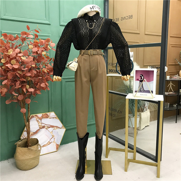 Cămașă de damă din dantelă cu mâneci lungi și lanț