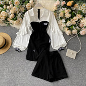 Σύγχρονο γυναικείο μαύρο και άσπρο σετ