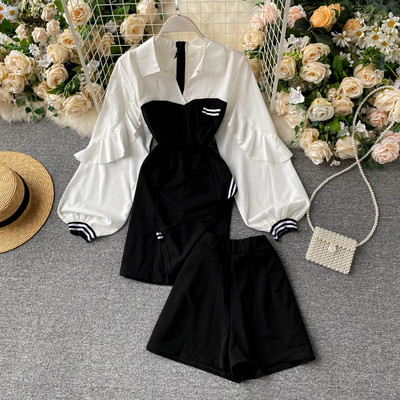 Σύγχρονο γυναικείο μαύρο και άσπρο σετ