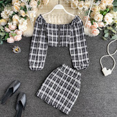 Retro sieviešu pledu komplekts no divām daļām