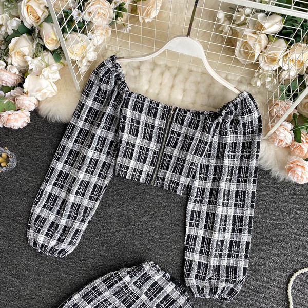 Retro sieviešu pledu komplekts no divām daļām