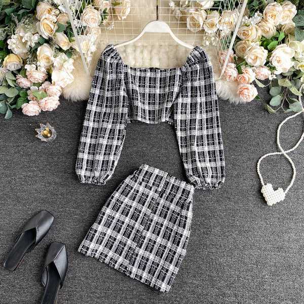 Retro sieviešu pledu komplekts no divām daļām