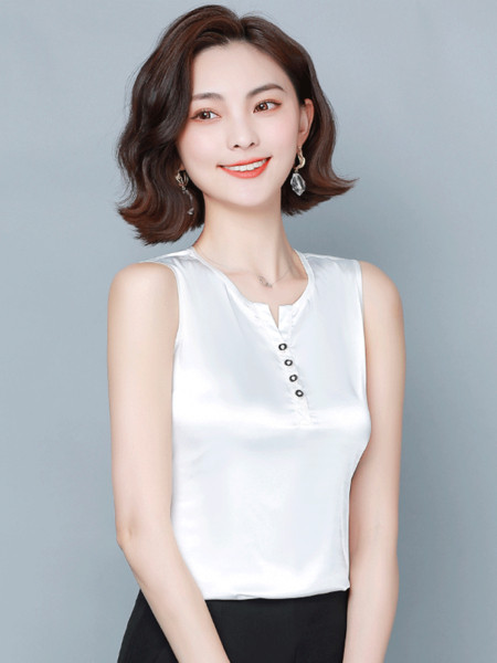 Γυναικεία σατέν αμάνικο φανελάκι με κουμπιά και φαρδιά τιραντάκια