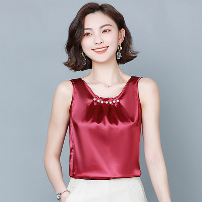 Új modell női felső gyöngyökkel és széles pántokkal