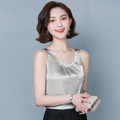 Új modell női felső gyöngyökkel és széles pántokkal