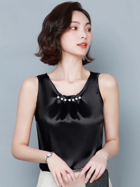 Új modell női felső gyöngyökkel és széles pántokkal