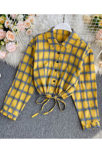 Cămașă scurtă casual de damă cu șireturi