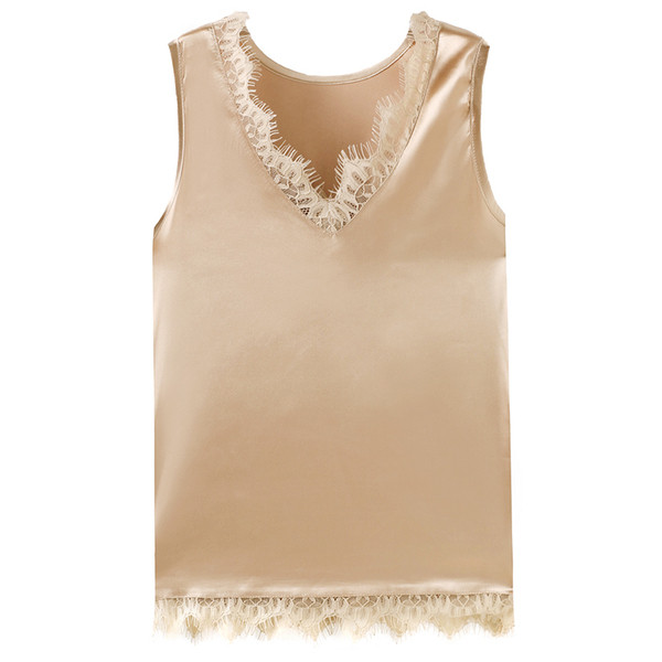 Naiste V-kaelusega satiinist särk