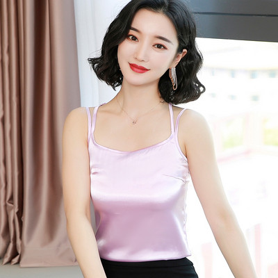 Maieu modern de damă din satin cu bretele subțiri