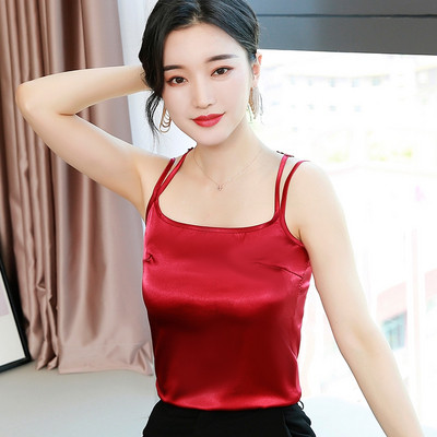 Maieu modern de damă din satin cu bretele subțiri