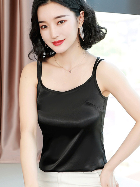 Maieu modern de damă din satin cu bretele subțiri