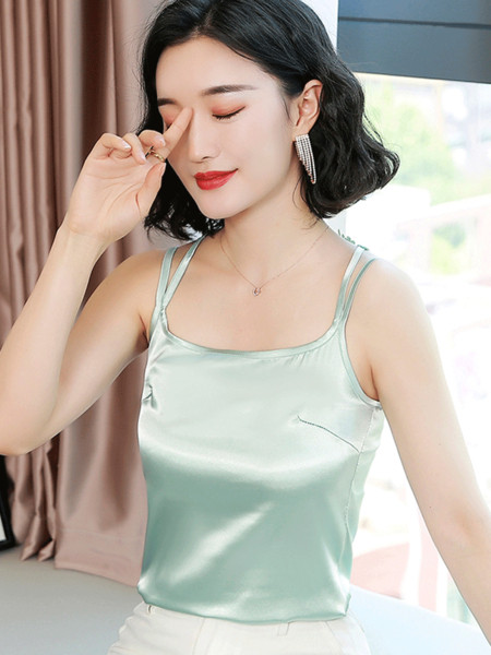 Maieu modern de damă din satin cu bretele subțiri