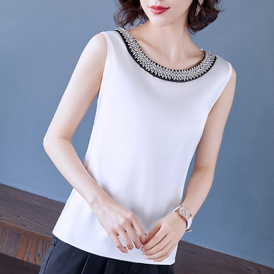 Jauna modeļa sieviešu topiņš ar akmeņiem un platām lencēm