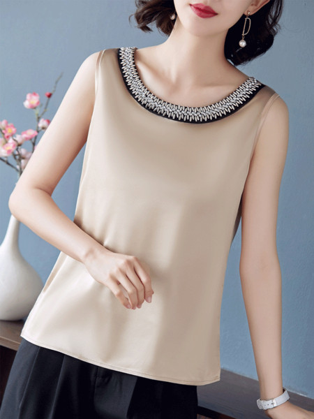 Jauna modeļa sieviešu topiņš ar akmeņiem un platām lencēm