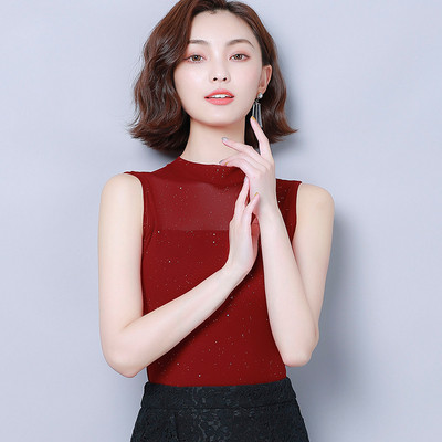 Moodne madala krae ja läikiva efektiga naiste topp