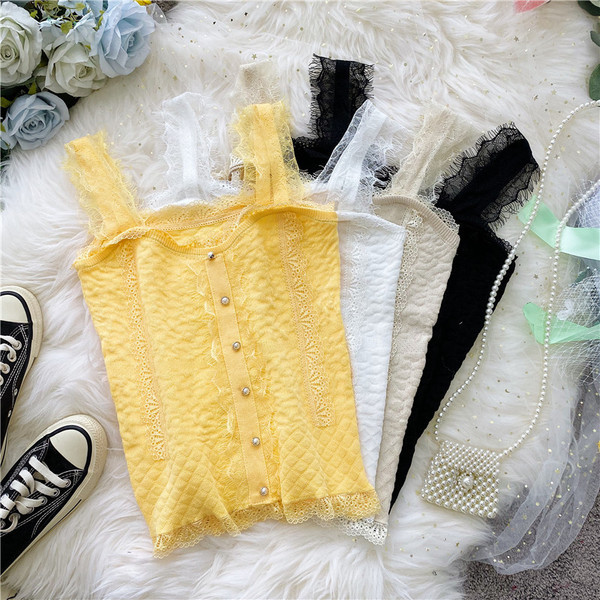 Moodne naiste topp pitsi ja nööpidega