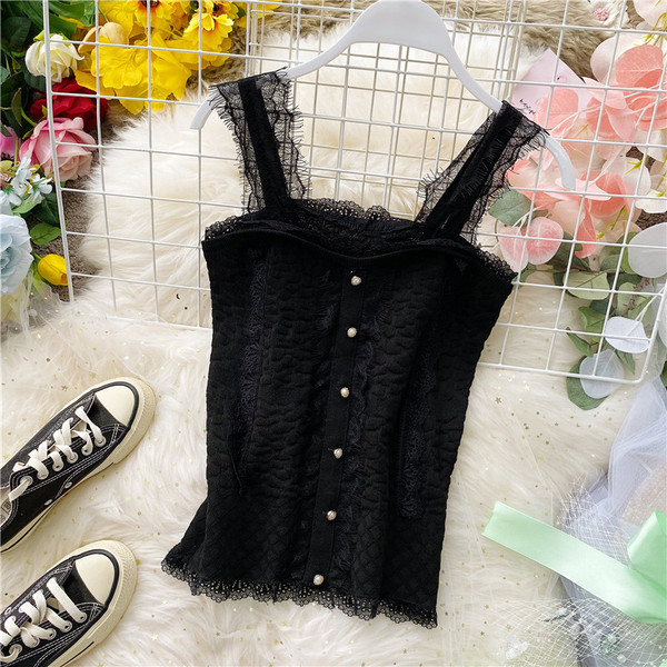 Moodne naiste topp pitsi ja nööpidega