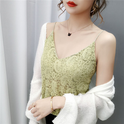 Γυναικείο δαντελωτό αμάνικο  μπλουζάκι με λεπτές τιράντες