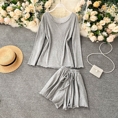 Γυναικείο casual σετ μπλούζα και παντελόνι