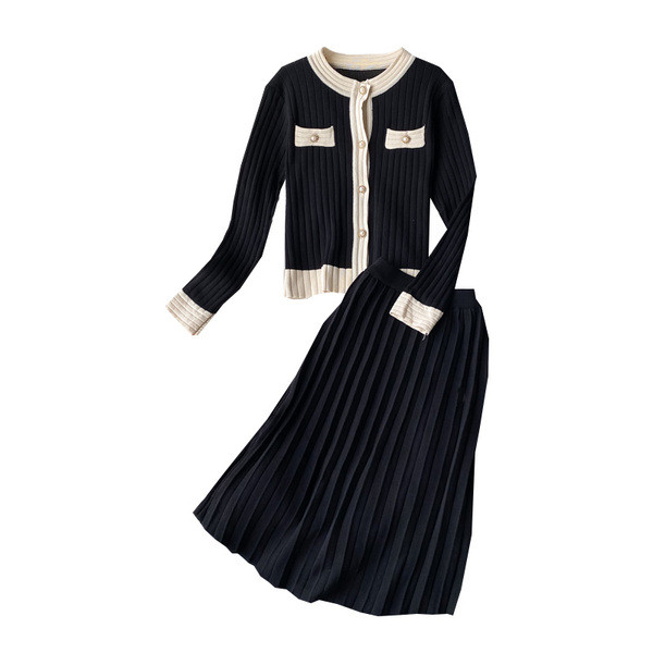 Set modern de fustă și vestă plisată pentru femei