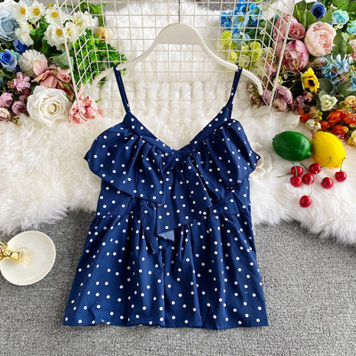 Moodne naiste topp spits-kaelusega ja õhukeste rihmadega