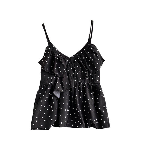 Moodne naiste topp spits-kaelusega ja õhukeste rihmadega