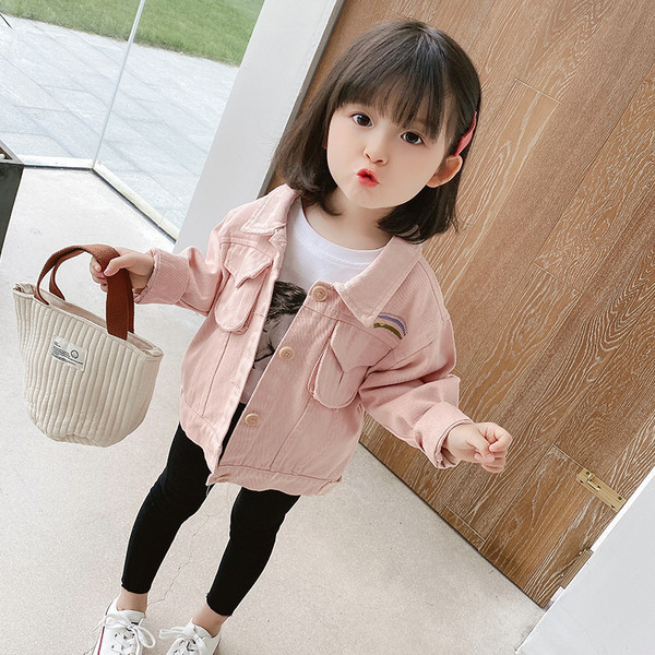 Καθημερινό παιδικό μπουφάν με κέντημα και τσέπες για κορίτσια