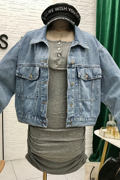 Alkalmi farmer dzseki zsebekkel és felirattal