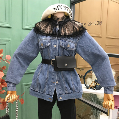 Μοντέρνο τζιν μπουφάν φαρδύ μοντέλο με τούλι