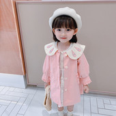 Μοντέρνο παιδικό παλτό με κουμπιά και κεντήματα