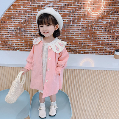 Μοντέρνο παιδικό παλτό με κουμπιά και κεντήματα