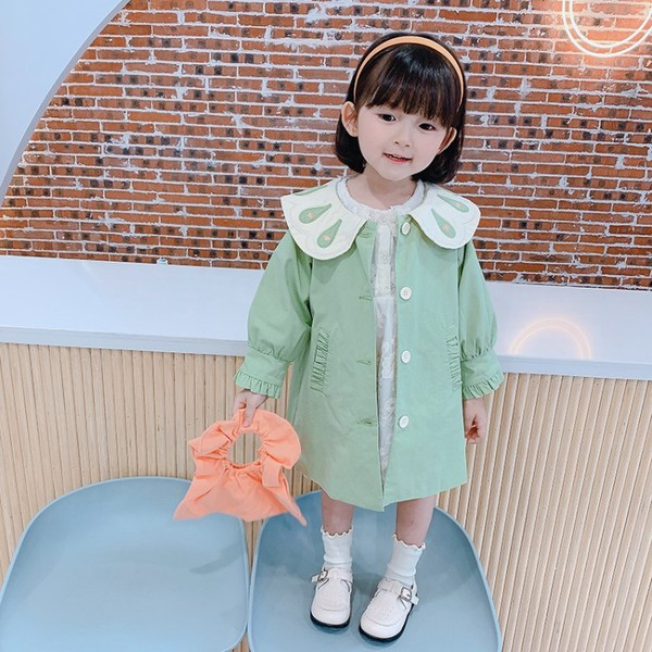 Μοντέρνο παιδικό παλτό με κουμπιά και κεντήματα