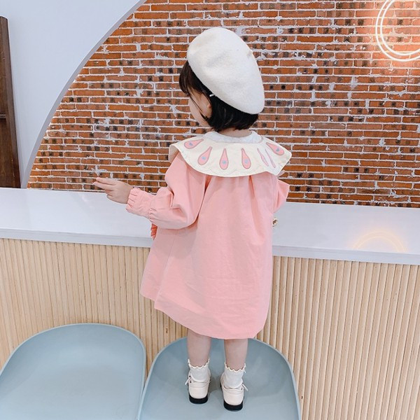 Μοντέρνο παιδικό παλτό με κουμπιά και κεντήματα