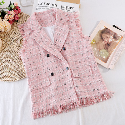 Κομψό γυναικείο γιλέκο με διπλή στερέωση και κρόσσια