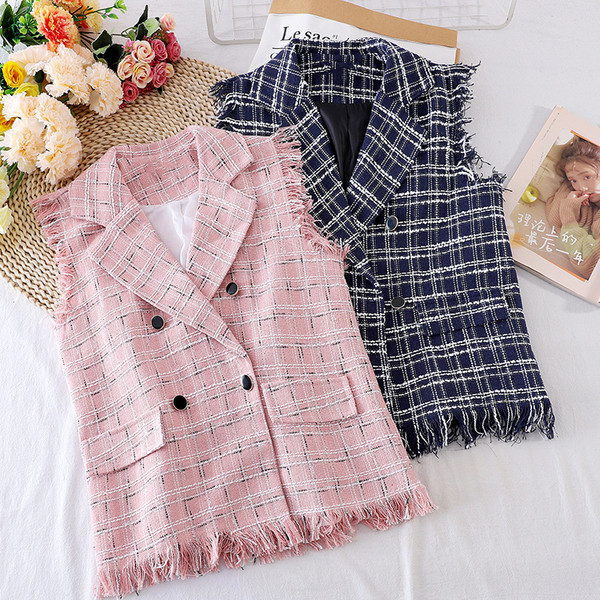 Κομψό γυναικείο γιλέκο με διπλή στερέωση και κρόσσια