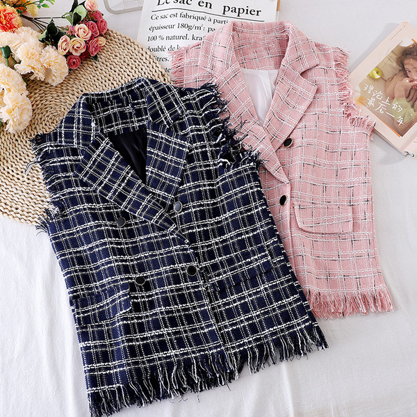 Κομψό γυναικείο γιλέκο με διπλή στερέωση και κρόσσια