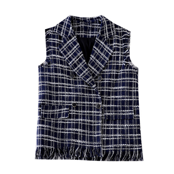 Κομψό γυναικείο γιλέκο με διπλή στερέωση και κρόσσια