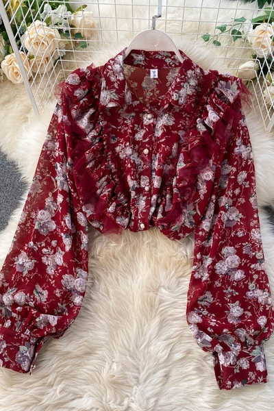 Cămașă modernă de damă cu imprimeu floral