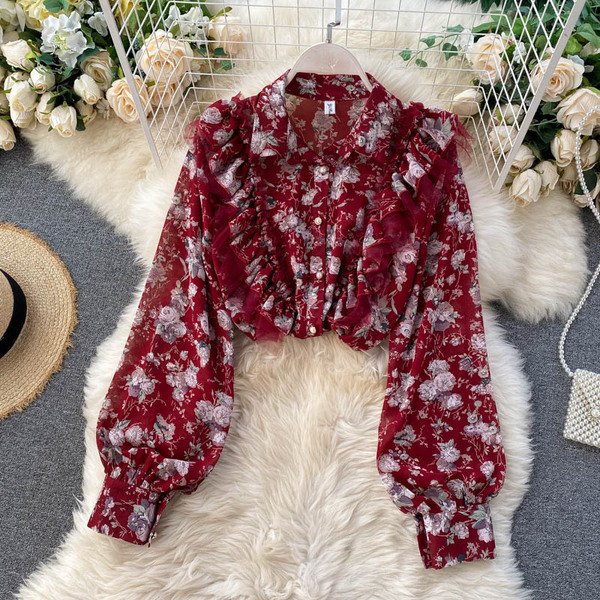 Cămașă modernă de damă cu imprimeu floral