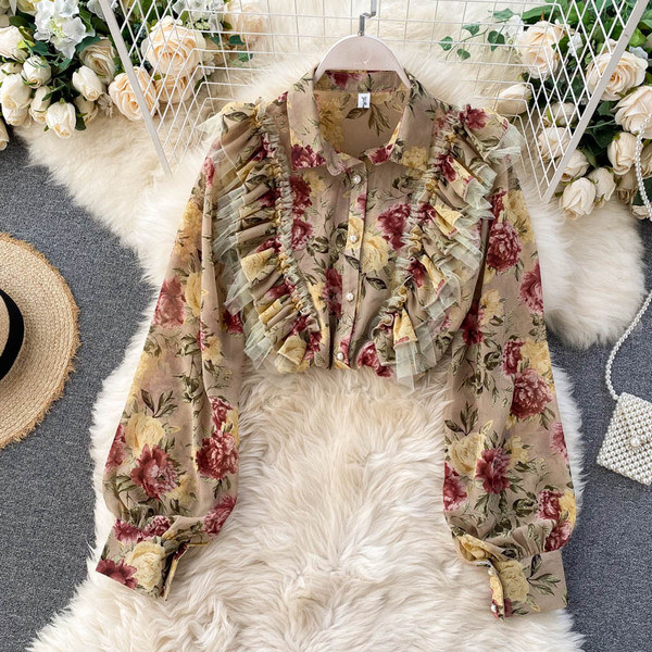 Cămașă modernă de damă cu imprimeu floral