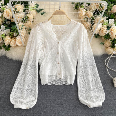 Γυναικείο Δντελωτό ρέτρο στυλ πουκάμισο με ντεκολτέ