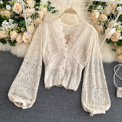 Γυναικείο Δντελωτό ρέτρο στυλ πουκάμισο με ντεκολτέ