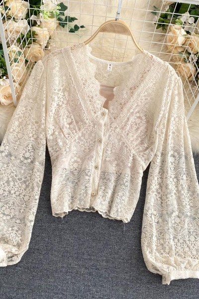 Γυναικείο Δντελωτό ρέτρο στυλ πουκάμισο με ντεκολτέ 