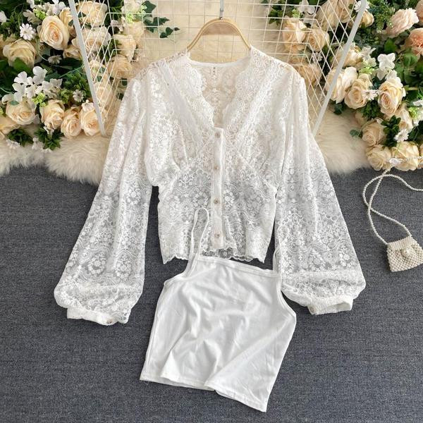 Γυναικείο Δντελωτό ρέτρο στυλ πουκάμισο με ντεκολτέ 