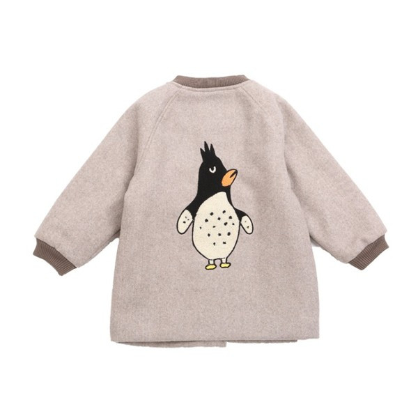 Φθινοπωρινό παιδικό παλτό για κορίτσια με οβάλ γιακά και κεντήματα