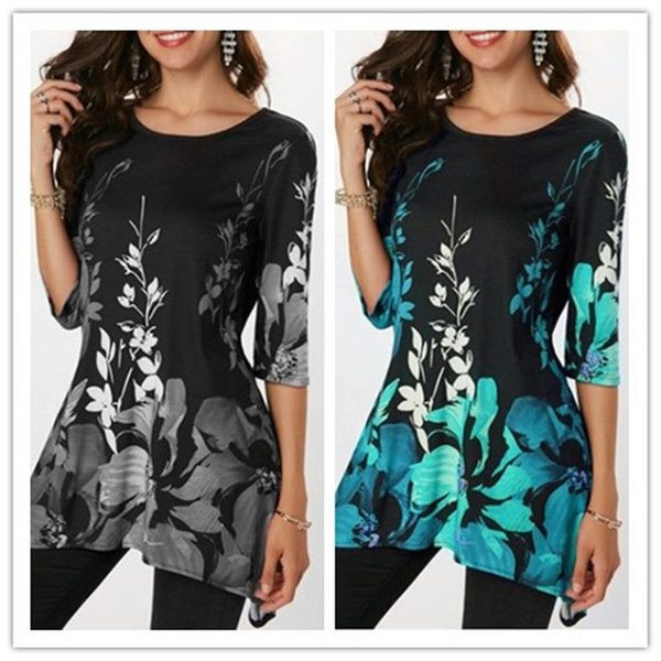 Virágos motívumú női felső különböző színekben, beleértve a maxi méreteket is