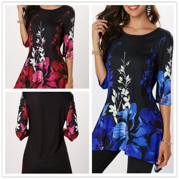 Virágos motívumú női felső különböző színekben, beleértve a maxi méreteket is