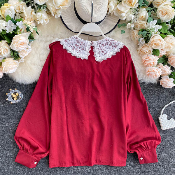 Női retro csipke ing csipke elemekkel