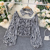 Ρετρό στυλ γυναικείο πουκάμισο με άνιμαλ πριντ